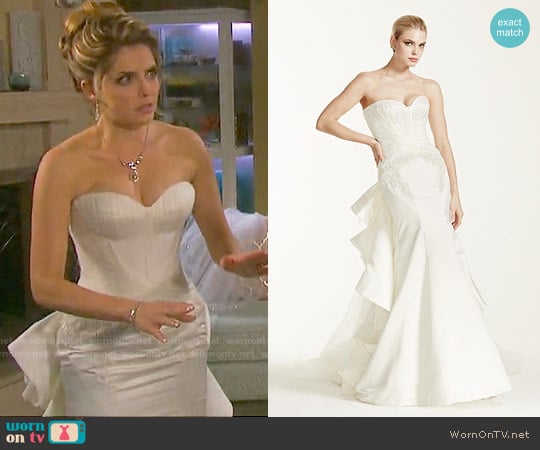 Truly Zac Posen Strapless Satin Wedding Dress worn by Theresa Donovan (Jen Lilley) on Days of our Lives