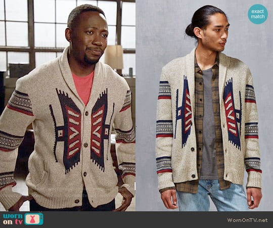 Urban Outfitters Koto Kikou Engineered Shawl Cardigan worn by Winston Bishop (Lamorne Morris) on New Girl