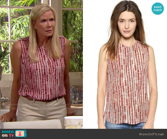 Vince Tribal Dot Silk Blouse worn by Brooke Logan (Katherine Kelly Lang) on The Bold and the Beautiful