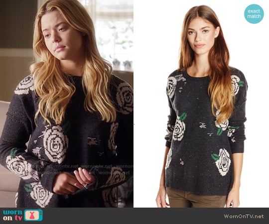 Wildfox Venice Canal Shredded Roses Sweater worn by Alison DiLaurentis (Sasha Pieterse) on Pretty Little Liars