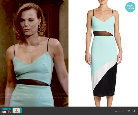 ABS by Allen Schwartz Colorblock Midi Dress worn by Phyllis Newman (Gina Tognoni) on The Young and the Restless