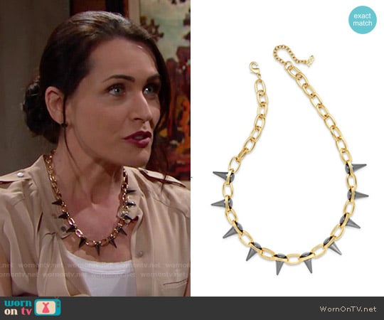 ABS by Allen Schwartz Two-Tone Spike Collar Necklace worn by Quinn Fuller (Rena Sofer) on The Bold and the Beautiful