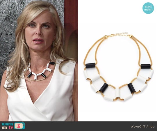 ABS by Allen Schwartz Black and White Tube Mesh Necklace worn by Ashley Abbott (Eileen Davidson) on The Young and the Restless