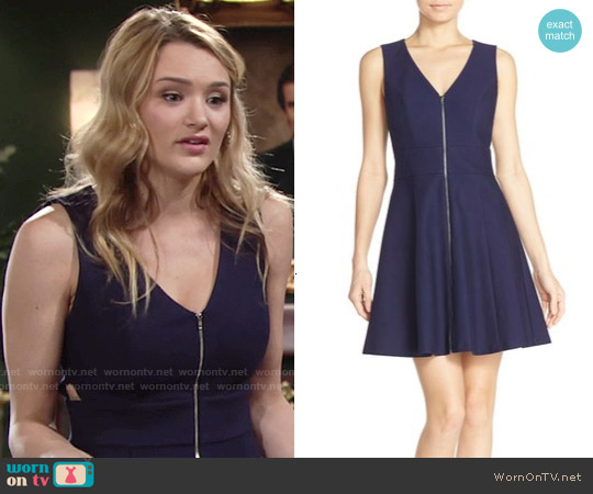 Adelyn Rae Back Cutout Fit & Flare Dress with Front Zipper Detail worn by Summer Newman (Hunter King) on The Young and the Restless