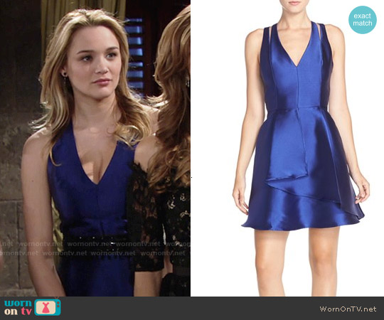 Adelyn Rae Cross Back Twill Fit & Flare Dress worn by Summer Newman (Hunter King) on The Young and the Restless