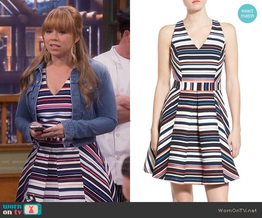 Adelyn Rae Stripe Jacquard Fit & Flare Dress worn by Kristin Baxter (Amanda Fuller) on Last Man Standing