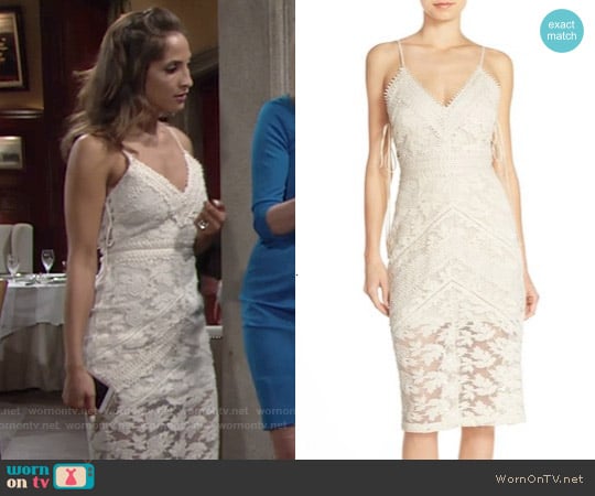 Adelyn Rae Tie Sides Lace Midi Sheath Dress worn by Lily Winters (Christel Khalil) on The Young and the Restless