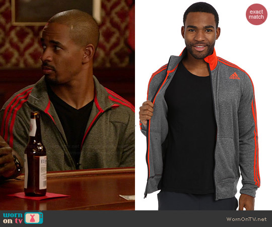 Adidas Ultimate Fleece Track Jacket in Night Grey / Bold Orange worn by Damon Wayans Jr on New Girl