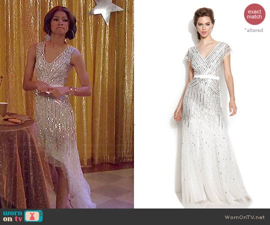 Adrianna Papell Cap Sleeve Sequin Gown worn by Zendaya on KC Undercover