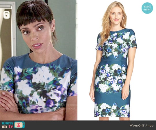 Adrianna Papell Print Scuba Sheath Dress worn by Camille Saroyan (Tamara Taylor) on Bones