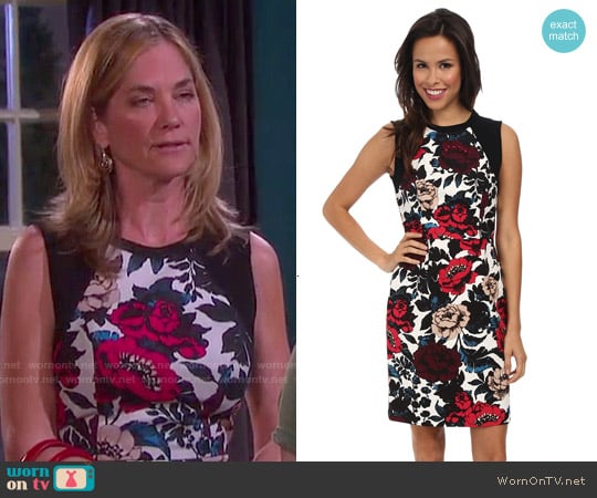 Adrianna Papell Floral Sleeveless Dress worn by Eve Donovan (Kassie DePaiva) on Days of our Lives