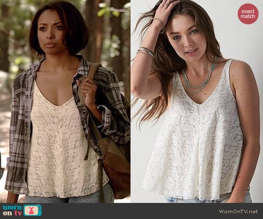 American Eagle Lace Swing Tank worn by Kat Graham on The Vampire Diaries