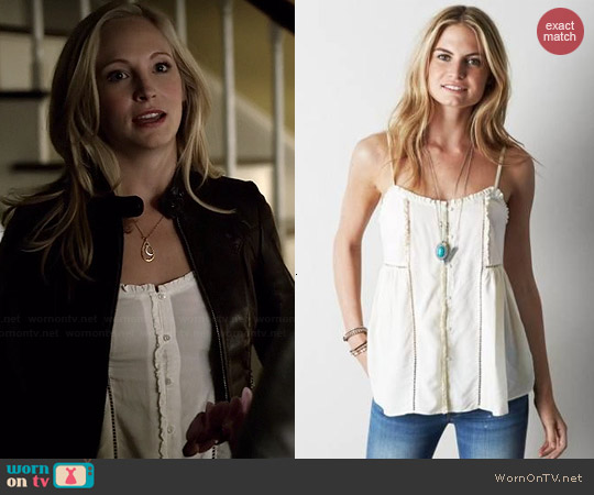 AEO Ruffle Trim Tank worn by Candice Accola on The Vampire Diaries