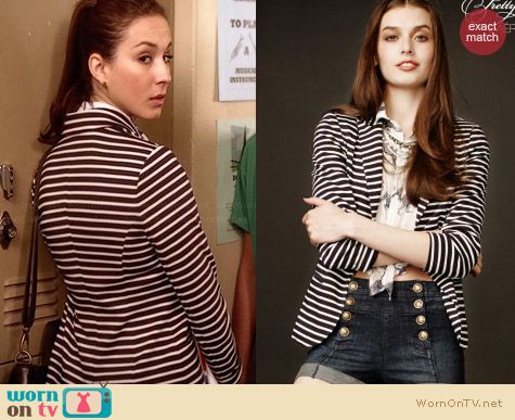 Aeropostale PLL Spencer Striped Blazer worn by Troian Bellisario on Pretty Little Liars