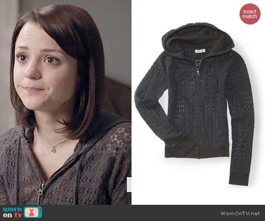 Aeropostale Crochet Full Zip Hoodie worn by Carter Stevens (Kathryn Prescott) on Finding Carter