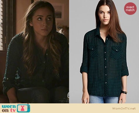 Agents of SHIELD Fashion: C&C California Green Gingham Shirt worn by Chloe Bennett