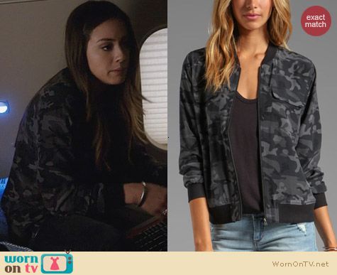 Agents of SHIELD Fashion: Equipment Underground Camo Bomber Jacket worn by Chloe Bennett