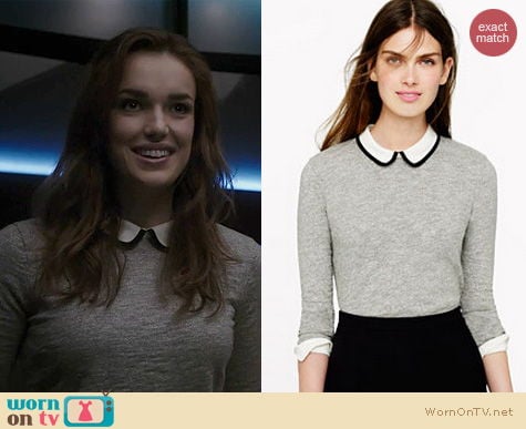 Agents of Shield Fashion: J. Crew Tipped silk collar sweater worn by Elizabeth Henstridge