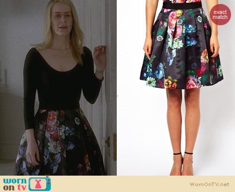 AHS Coven Fashion: Ted Baker Floral Skirt worn by Sarah Paulson