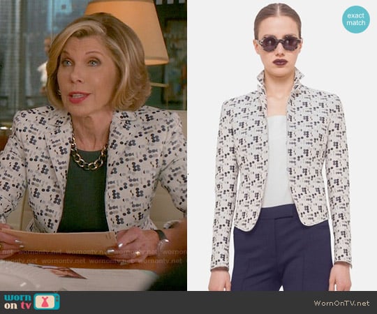 Akris Punto Mini Dot Jacquard Jacket worn by Diane Lockhart (Christine Baranski) on The Good Wife