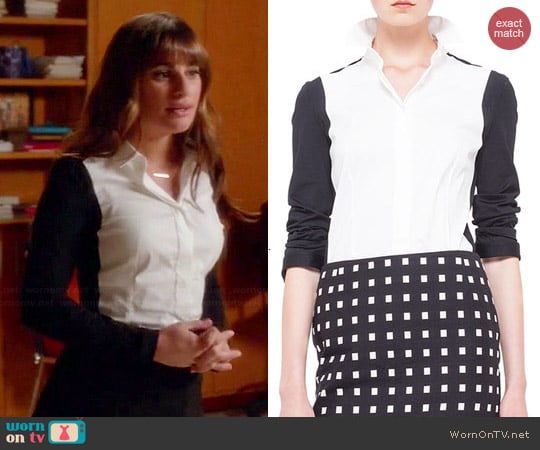 Akris Punto Colorblock Sleeve Blouse worn by Rachel Berry on Glee