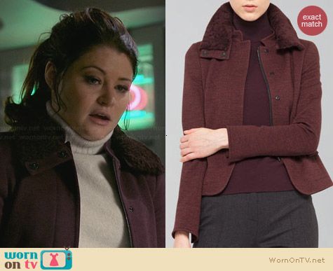 Akris Punto Wool Jacket with Detachable Fur Collar worn by Emilie de Ravin on OUAT