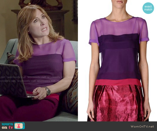 Alberta Ferretti Purple Chiffon Top worn by Maura Isles (Sasha Alexander) on Rizzoli and Isles