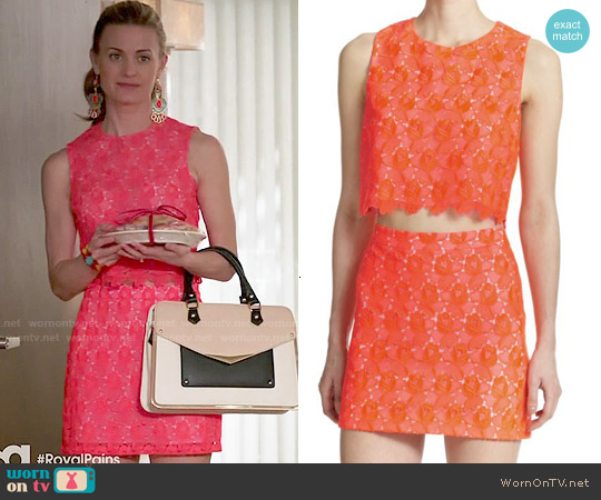 ALC Adriana Lace Crop Top and Merrill Lace Skirt worn by Paige Collins (Brooke D'Orsay) on Royal Pains