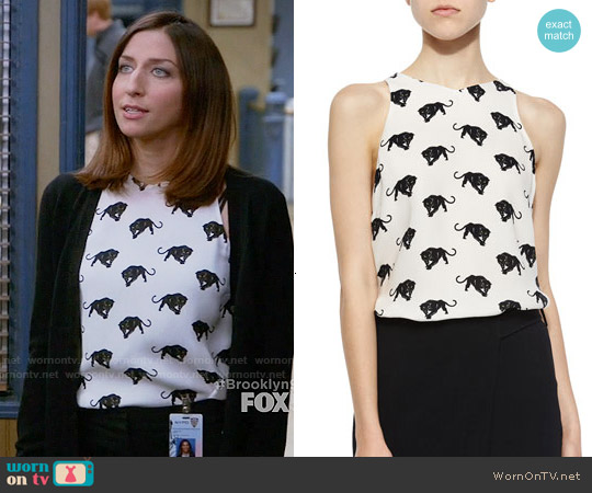 ALC Anise Panther Print Top worn by Gina Linetti (Chelsea Peretti) on Brooklyn Nine-Nine