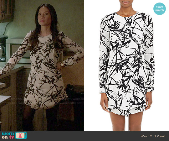 ALC Brushstroke Print Layered Dress worn by Joan Watson (Lucy Liu) on Elementary