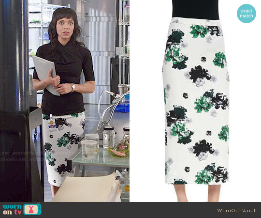 ALC Bell Floral-Print Pencil Skirt worn by Camille Saroyan (Tamara Taylor) on Bones