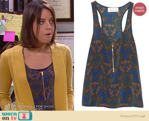 ALC Print Silk Tank worn by Aubrey Plaza on Parks and Rec