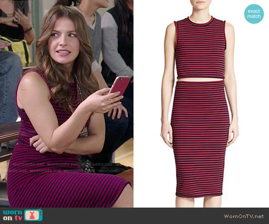 ALC Striped Dan Top and Delmar Skirt worn by Audrey Pitagorski (Paige Spara) on Kevin from Work