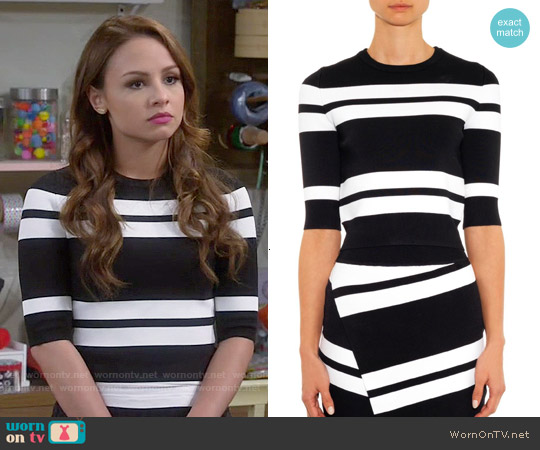 ALC Townsend Striped Knit Top worn by Sofia Rodriguez (Aimee Carrero) on Young and Hungry