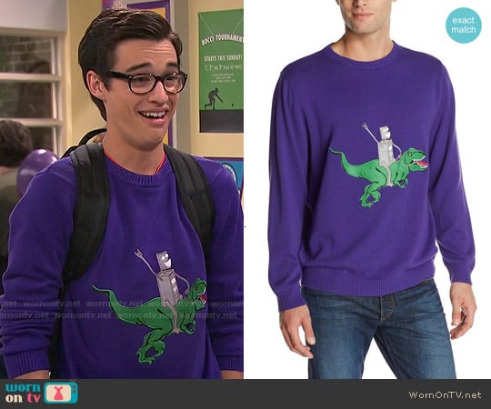 Alex Stevens Robot Dinosaur Rodeo Sweater worn by Joey Rooney (Joey Bragg) on Liv and Maddie