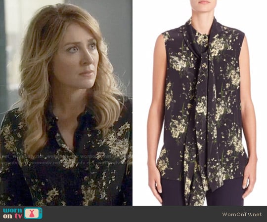 Alexander McQueen Daisy Print Silk Blouse worn by Maura Isles (Sasha Alexander) on Rizzoli and Isles