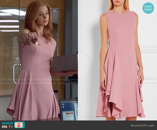 Alexander McQueen Ruffled Silk-Crepe Dress worn by Donna Paulsen (Sarah Rafferty) on Suits