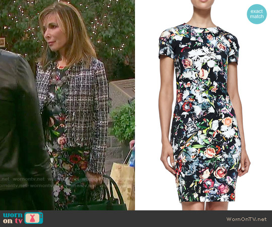 Alexander Mcqueen Short Sleeve Floral Festive Dress worn by Kate Roberts (Lauren Koslow) on Days of our Lives