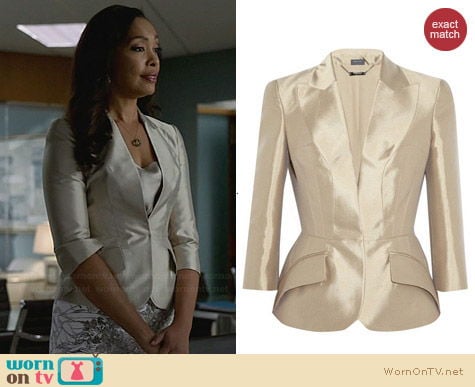 Alexander McQueen Tailored Silk Mikado Jacket worn by Gina Torres on Suits