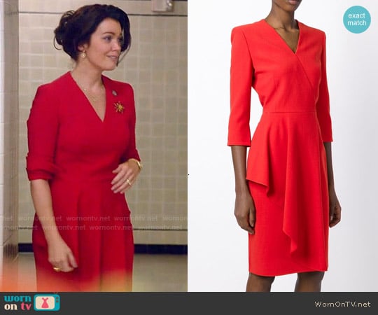 Alexander McQueen Asymmetric Drape Dress worn by Mellie Grant (Bellamy Young) on Scandal