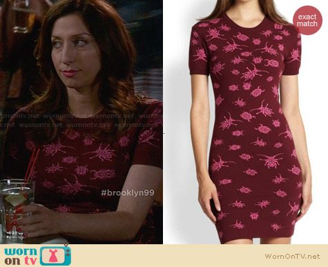 Alexander McQueen Bug Jacquard Dress worn by Chelsea Peretti on Brooklyn99