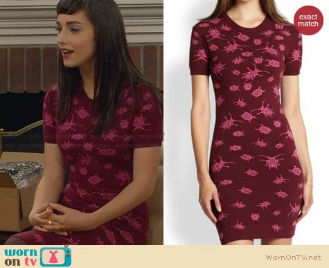 Alexander McQueen Bug Jacquard Dress worn by Molly Ephraim on Last Man Standing