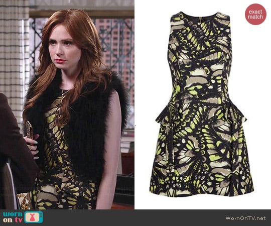 Alexander McQueen Butterfly Print Dress worn by Karen Gillan on Selfie