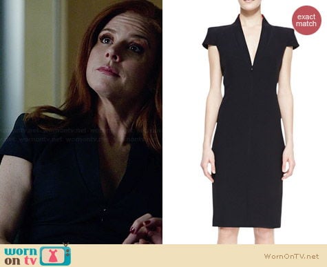 Alexander McQueen Cap-Sleeve Deep V-neck Dress worn by Sarah Rafferty on Suits