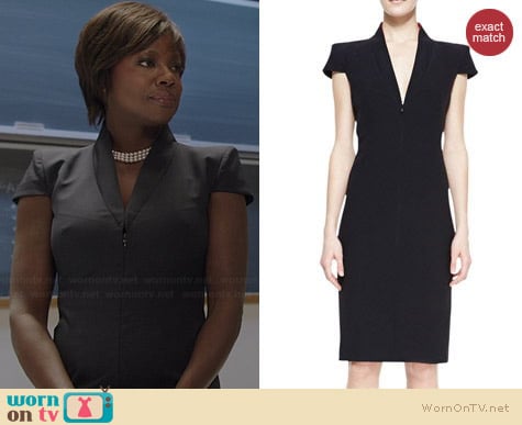 Alexander McQueen Cap Sleeve Deep V-Neck Dress worn by Viola Davis on HTGAWM