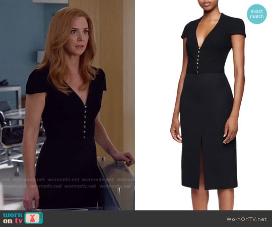 Alexander McQueen Cap-Sleeve Deep-V-Neck Dress worn by Donna Paulsen (Sarah Rafferty) on Suits