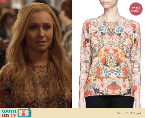 Alexander McQueen Floral Embroidery Print Sweater worn by Hayden Panettiere on Nashville