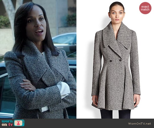 Alexander McQueen Herringbone-Boucle Cossack Coat worn by Kerry Washington on Scandal