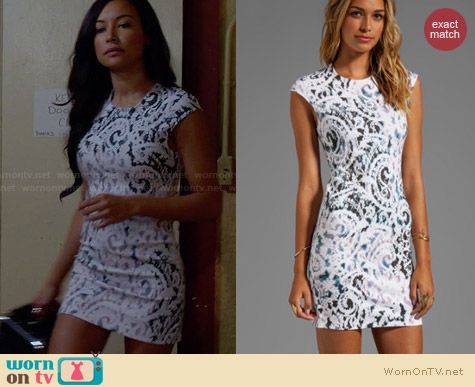 Alexander McQueen Lace Paint Dress worn by Naya Rivera on Glee