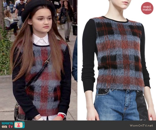 Alexander McQueen Mohair Plaid Front Sweater worn by Ciara Bravo on Red Band Society